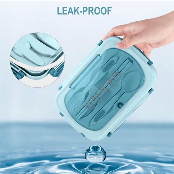 Bento Box Lunch Containers, LeakProof Lunch Box with Utensils BPA Free Blue - Picture 5 of 6